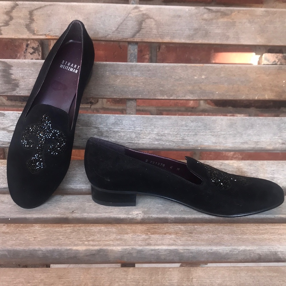 Stuart Weitzman suede loafers with beads NEW